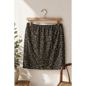 Black Gold Silver Sequin Mini Skirt Holiday Party Disco Glam NYE LMobwife